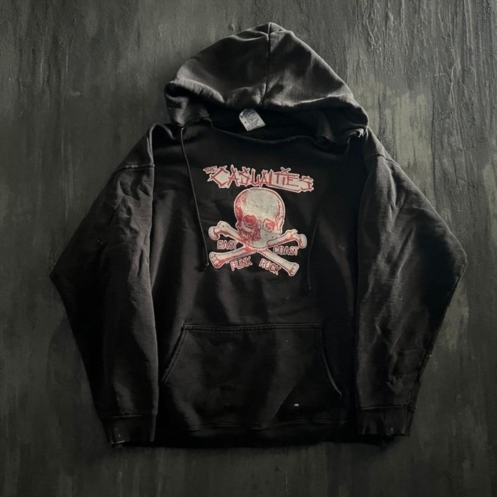 Vintage‎ The Casualties Hoodie Mens XL Black 1990s East Coast Punk Rock